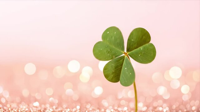 Four-leaf clover with soft bokeh background, evoking notions of luck