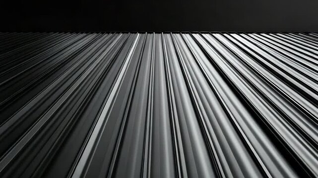 Black metallic stripes creating a perspective effect on dark background