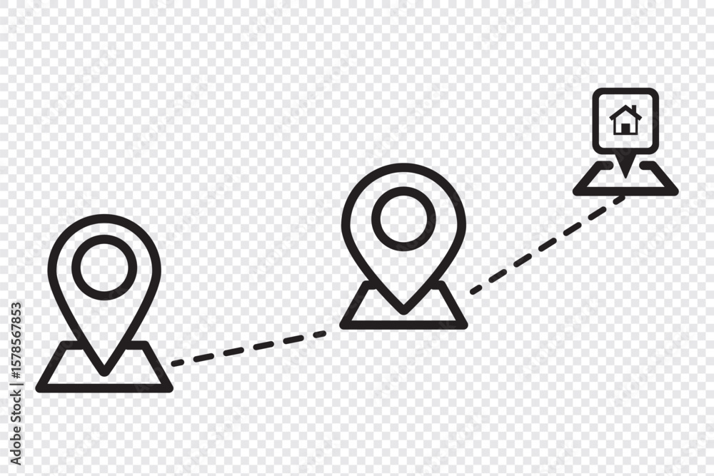 Poster map and location symbols set. geolocation map distance path. location icon. location pin place marke