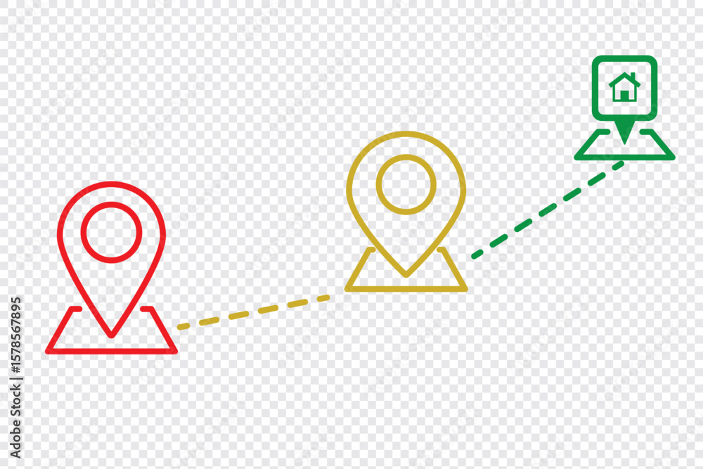 Poster map and location symbols set. geolocation map distance path. location icon. location pin place marke