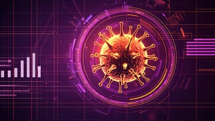 3D virus graphic with glowing interface elements - Powered by Adobe