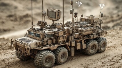 Remote control of military equipment with wi-fi, no logos, no brands