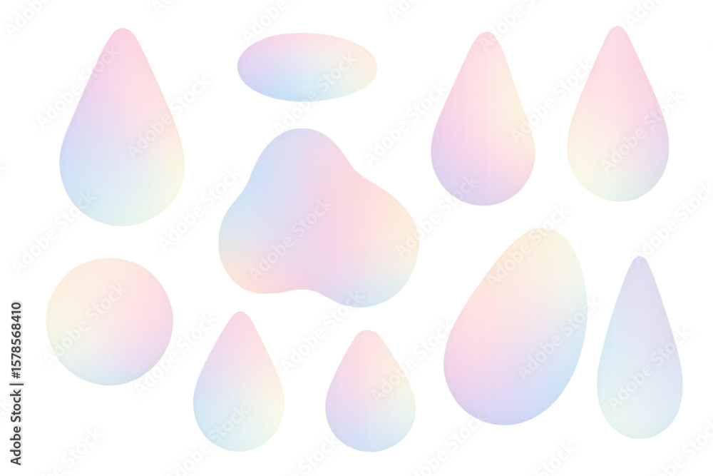 Poster gradient blobs showcasing pearlescent sheen, lending contemporary design projects fluid, vibrant vis
