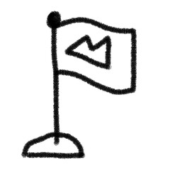 hand-drawn flag with a simple mountain, adventure, success, hiking concept. 