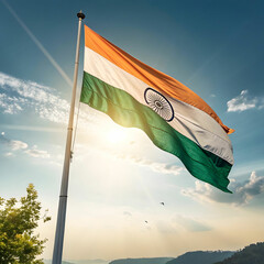 indian flag made with orange white and green