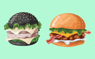 Burger vector design, vector illustration, Burger design, silhouette style.

