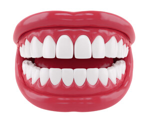 Naklejka premium Artificial teeth dental model transparency background oral care healthy gum clean isolated object realistic smile. Artificial teeth dental model transparency background showing healthy gum