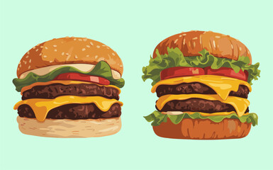 Burger vector design, vector illustration, Burger design, silhouette style.

