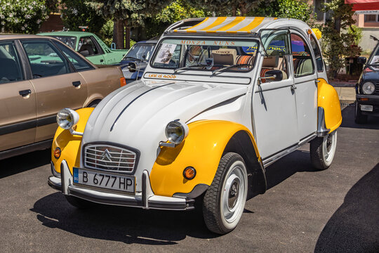 Pomorie, Burgas, Bulgaria - July 12.2025: Citroen 2cv6 special 1971 on Classic cars event in Pomorie, Burgas, Bulgaria