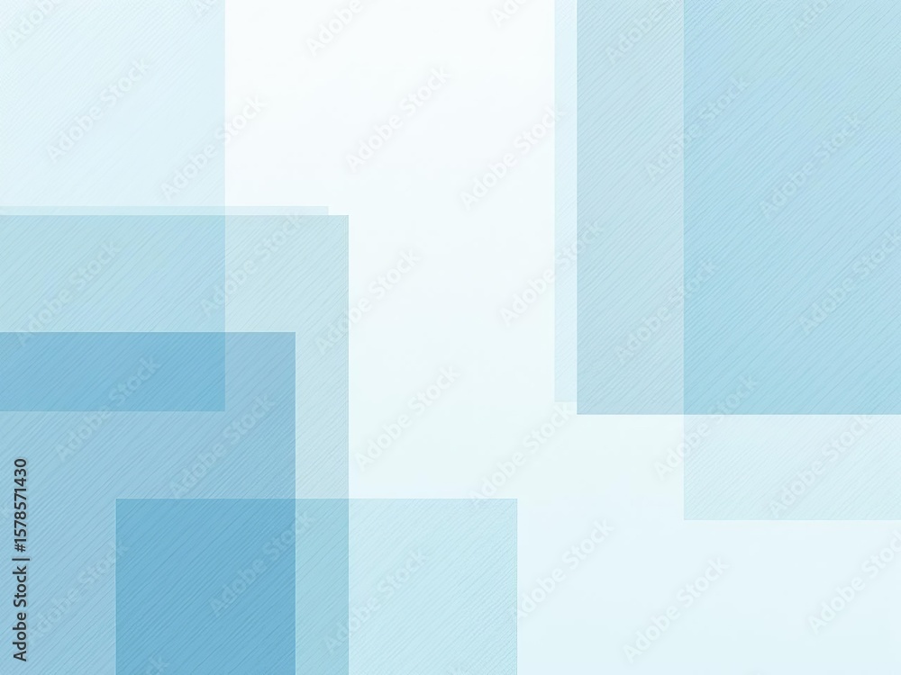 Poster transparency and simplicity concept with overlapping blue geometric squares on light background for 