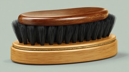 Two oval wooden brushes stacked, bristles visible, on a neutral background