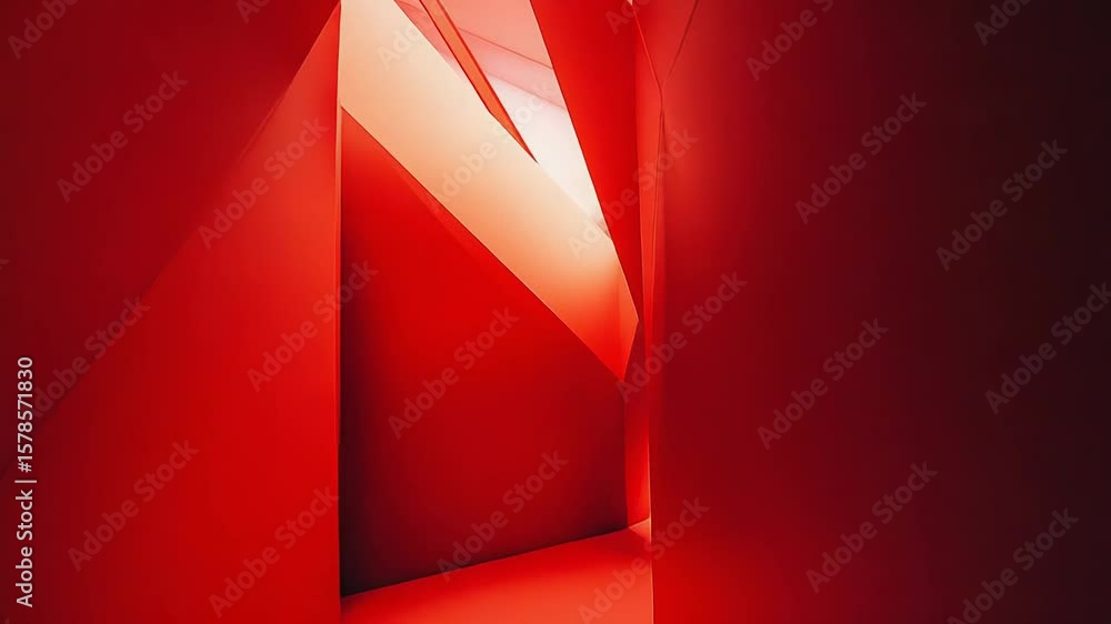 Poster red abstract geometric shapes creating modern architectural design
