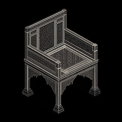Fototapeta premium Customize look, scale 3d Antique chair model design .