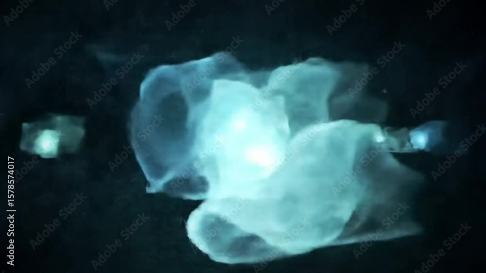 Aufkleber abstract 3d animation of glowing blue and green ethereal shapes moving dynamically