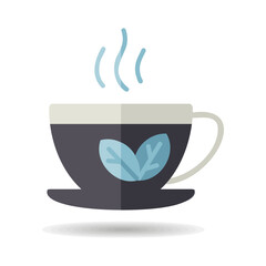 Cup of tea with mint leaves vector icon