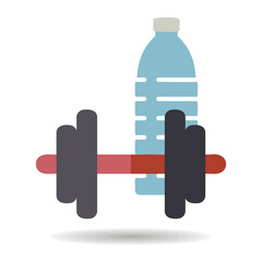 Gym exercise dumbbell with water bottle icon