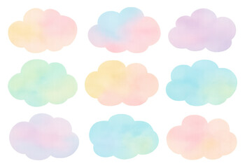 Soft pastel watercolor clouds drifting weightlessly over transparent surface, generating whimsical visual aesthetic