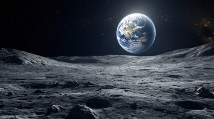 Earth seen from the moon, a celestial view