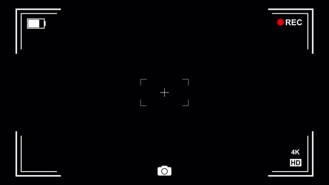 Rec frame on transparent background,  Video camera recorder screen simple interface with alpha channel, Recording camera screen interface on a transparent background , 
