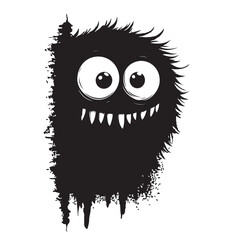 Hidden Monster Vector.  Cute Monster Peeking Cute Monster Face image vector.