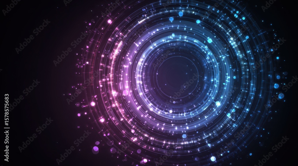 Poster artificial intelligence illustration. abstract technology circles. data transfer concepts in interne
