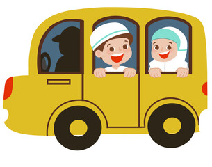 Student riding school bus