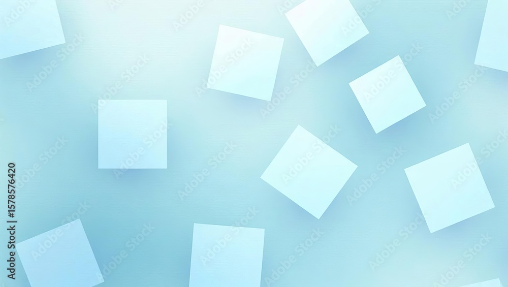Aufkleber creativity and organization abstract concept with floating paper notes on a soft blue gradient backg
