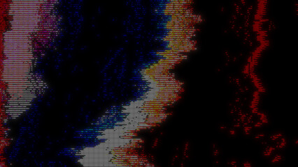 Pixel error glitch art abstract background tech vibe. Ideal for tech design, hacking themes, retro-futuristic visuals, and audio-reactive visuals.
