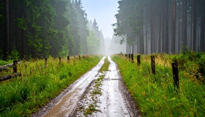 Misty rain forest path