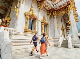A family visits an most unique old temple in the Sam Yan district of ​​Bangkok.