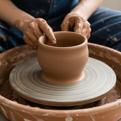 Pottery Wheel Forming Clay: Photorealistic Symbol of the Pottery Business.