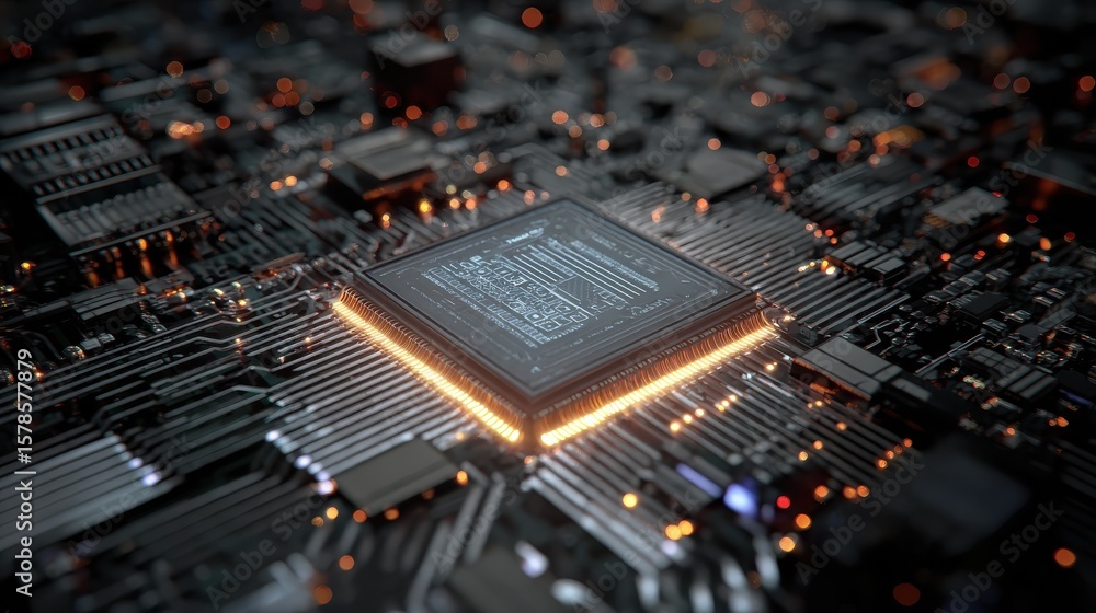Poster ai chip display background on machine