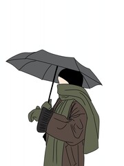 illustration of a woman with umbrella
