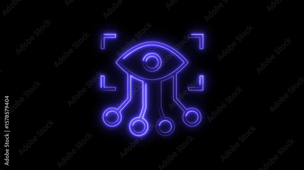 Aufkleber glowing eye icon with circuit connections ai artificial intelligence technology concept animation