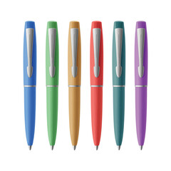 Collection of Colorful Pens on White Background