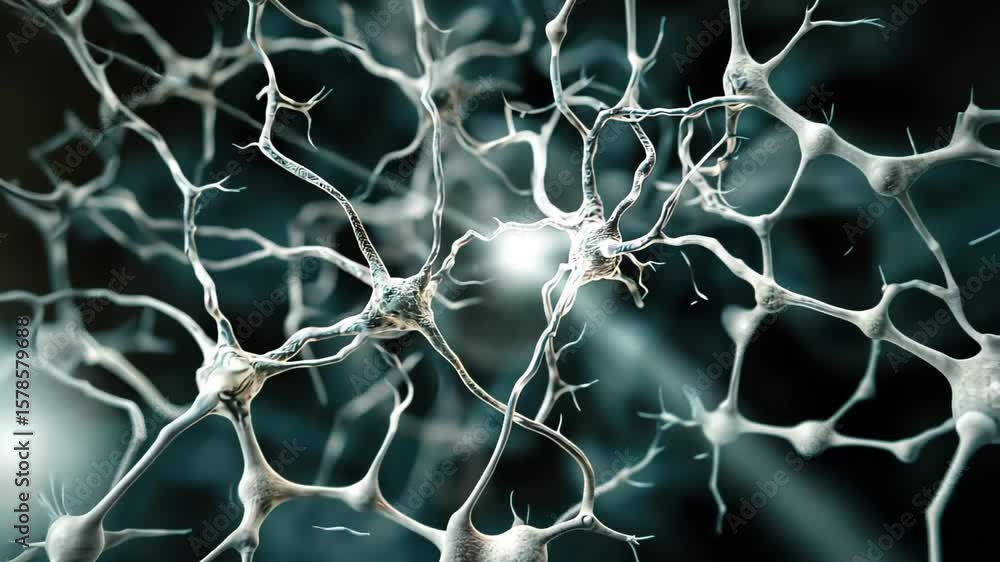 Poster exploring the intricate structure of electrically excitable nerve cells in a seamless design, electr