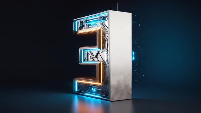 Glowing "E" with neon and smoke effect. Futuristic and abstract design