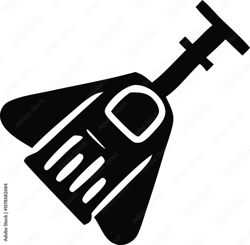 Poster stylized black silhouette of a futuristic handheld device with a screen and control buttons