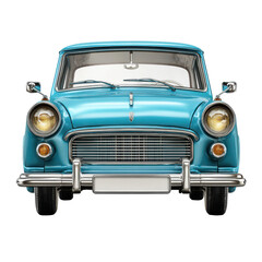 Vintage blue automobile front view isolated on a transparent background vintage car