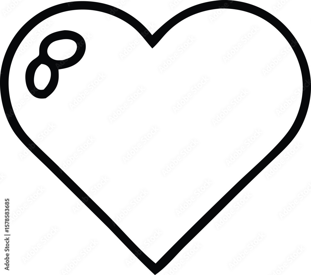 Poster a simple black outline of a heart shape with two small oval shapes inside the upper left curve isola