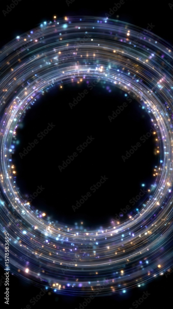 Aufkleber swirling lines of light and glittering particles against a dark background forming a circular patter