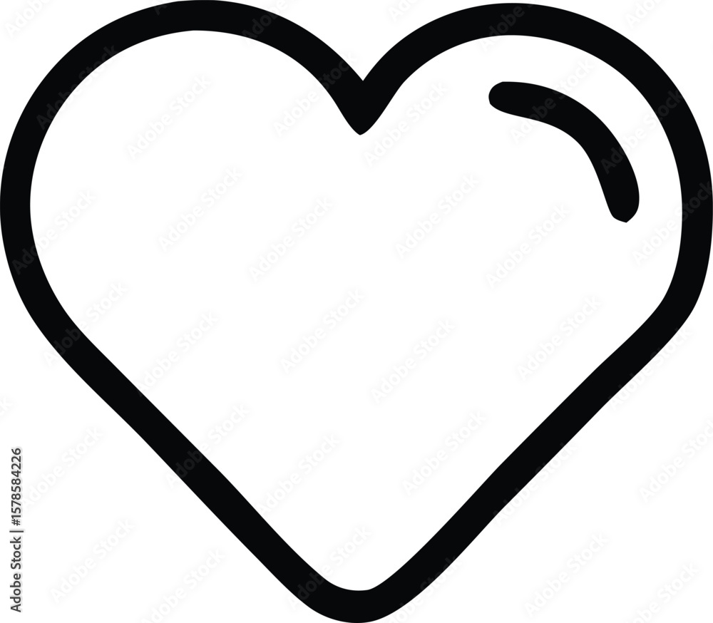 Poster a simple bold black outline of a heart shape with a subtle highlight on the upper right curve symbol