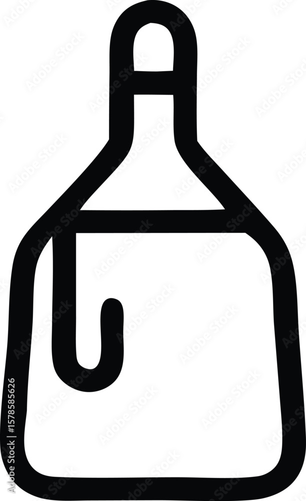 Aufkleber a minimalist black outline icon of a laboratory flask with a curved tube extending from its side sym