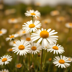 Obraz premium Simple but charming daisies. Freshness and lightness on every petal. The photo conveys a sense of simplicity, naturalness and vitality.