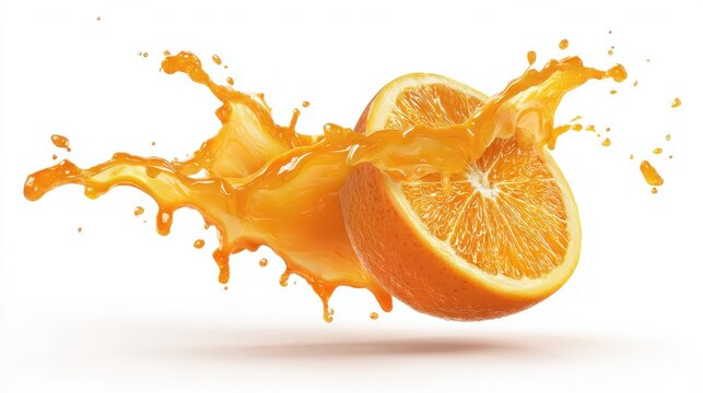 realistic orange splash isolated on white background