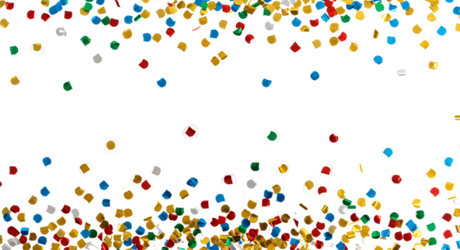 Colorful Confetti Falling Against Black Background