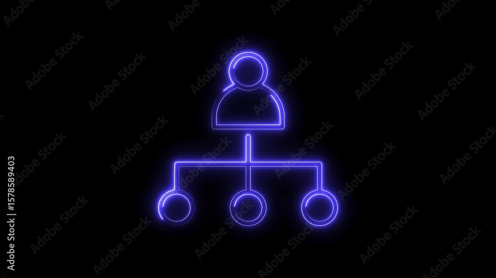 Aufkleber glowing blue organization chart animated icon network structure hierarchy diagram concept
