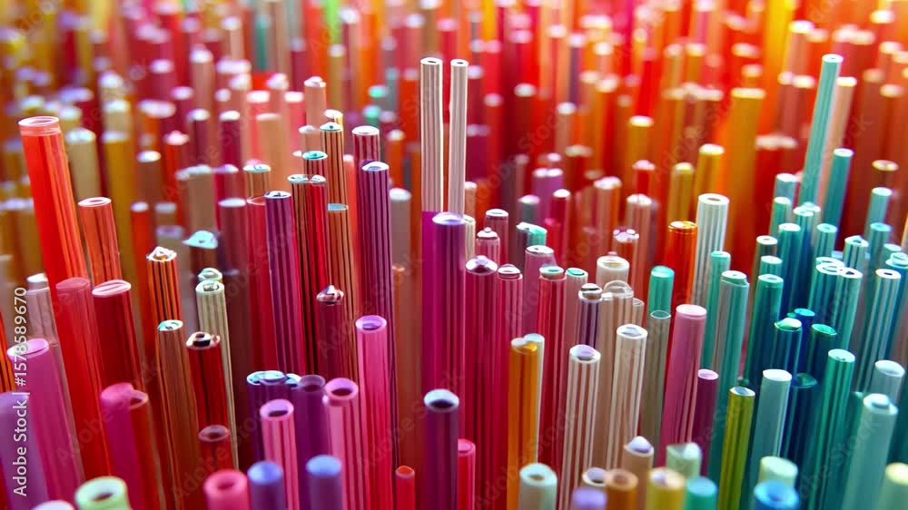 Poster colorful data visualization with vibrant stacked rods illustrating coding concepts and patterns, dat