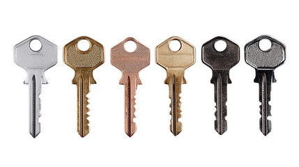 Set of house keys background isolated on a Transparent background, PNG file.