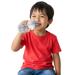 Happy Child Drinking Water Promoting Healthy Hydration Habits on transparent background